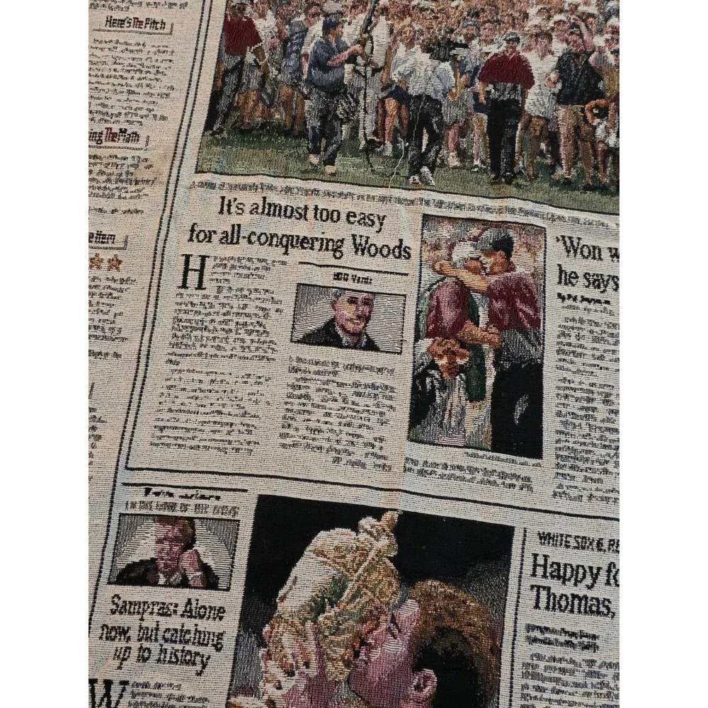 Chicago Tribune Vintage Sports Tapestry Blanket Tiger Woods Western Open‎ 1997